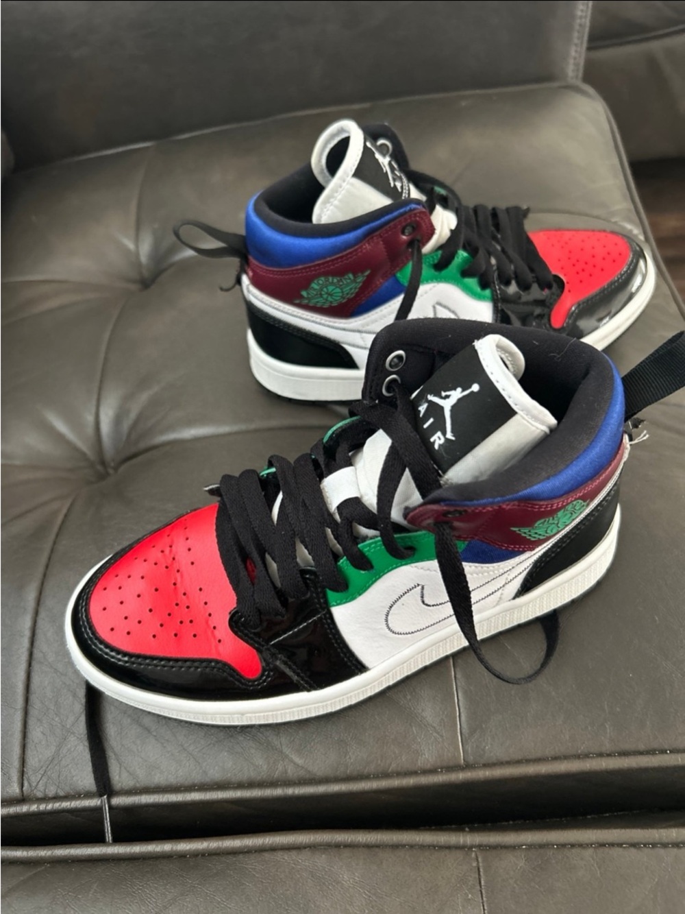 Kids Multicolor High-Top Sneakers - Red/White/Blue/Green
